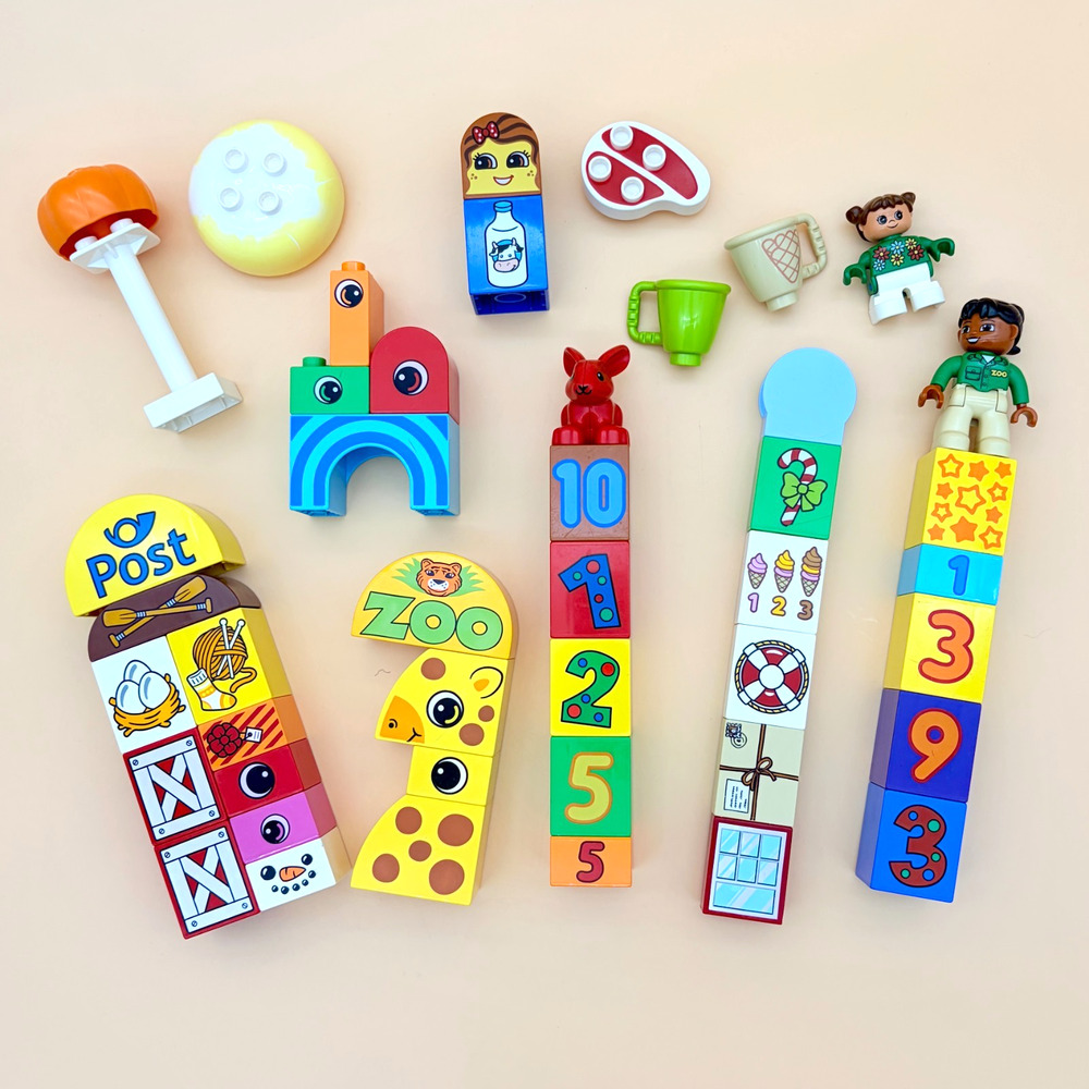 LEGO DUPLO Lot 44 Pc Printed Bricks Figures Bluey Zoo Numbers Animals Specialty